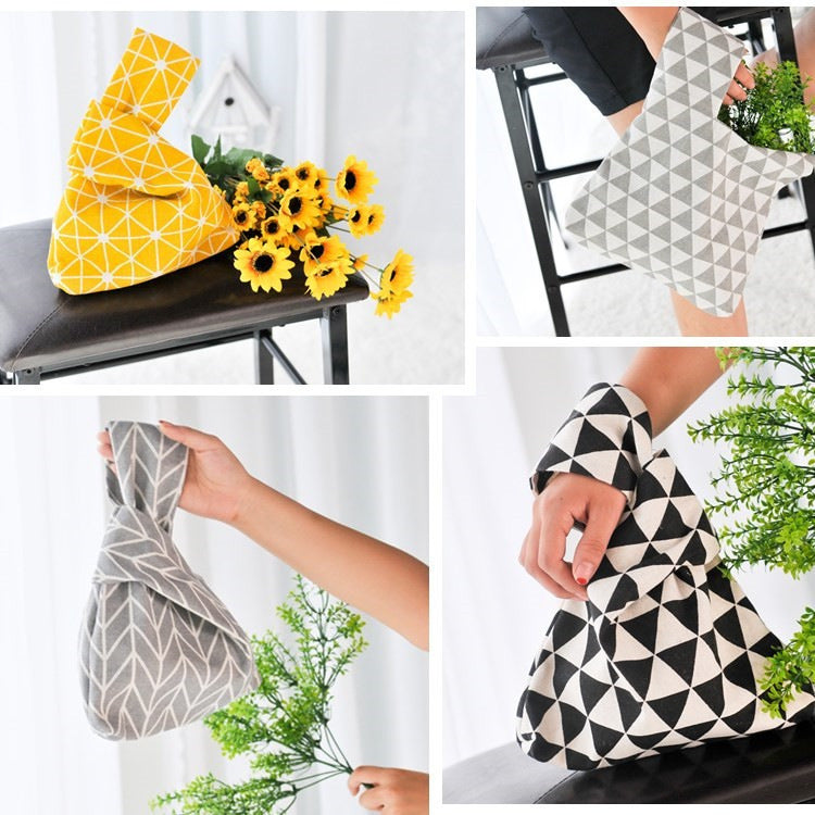 Classy Wrist Cotton Linen Fabric Fresh Handbags