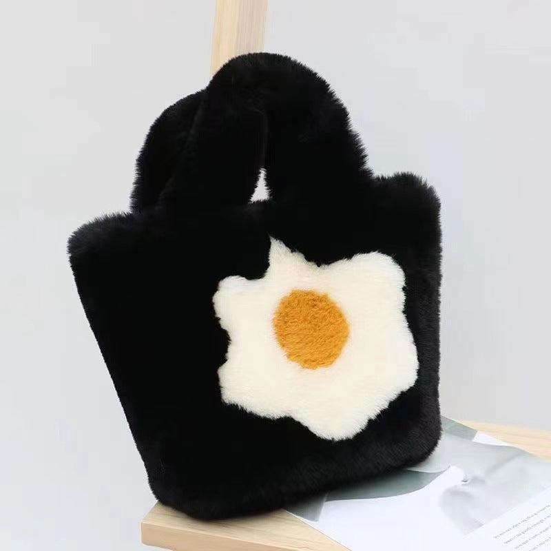 Women's Egg Portable Plush Leisure Large Capacity Bags