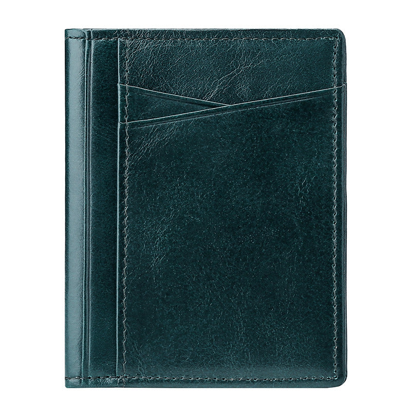 Oil Wax Cattlehide Multiple Slots Genuine Leather Card Holder