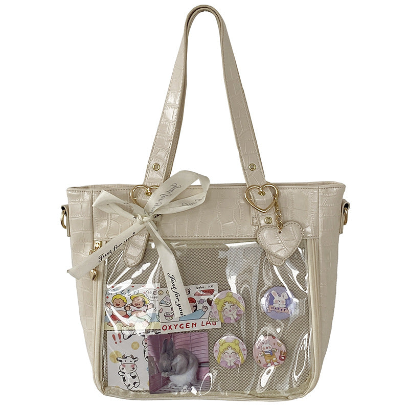 Cartoon Underarm Crocodile Pattern Transparent Portable Crossbody Bags