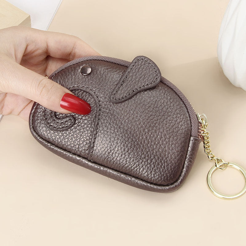 Creative Cute Cartoon Elephant Mini Pocket Genuine Leather Coin Purses