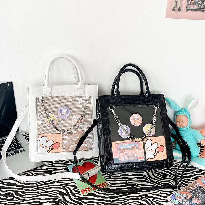 Crocodile Pattern Cartoon Transparent Bar Badge Crossbody Bags