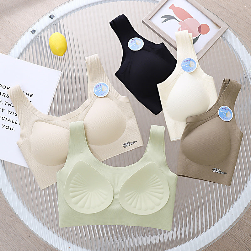 Women's Back Vest Small Chest Gathered Without Steel Ring Light Tanks Camis