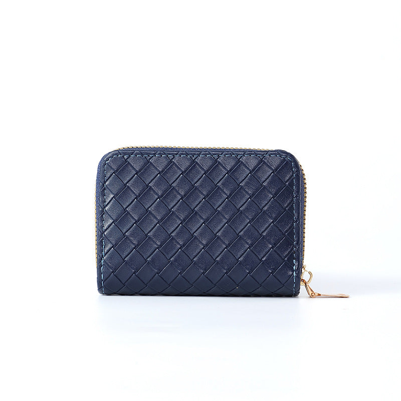 Women's Woven Short Simple Winter Pattern Zipper Purses