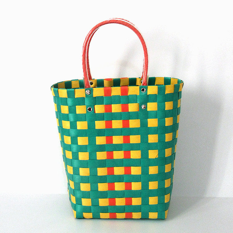 Women's Plastic Woven Knitted Basket Handmade Decorative Creative Handbags