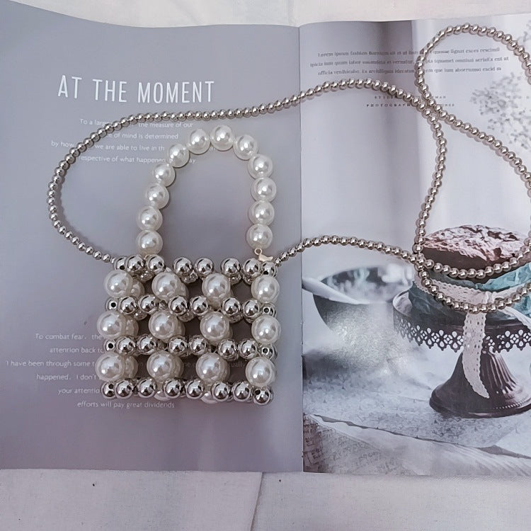 Sier Beaded Beads Pearl Portable Mini Crossbody Bags