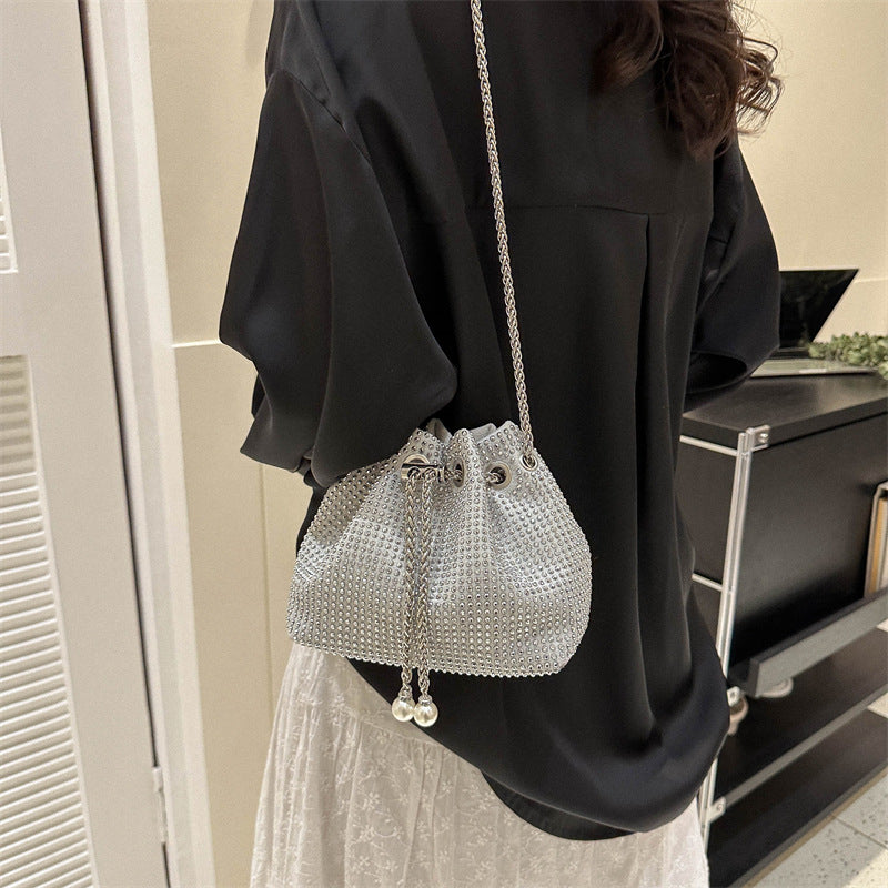 Women's Diamond Drawstring Light Rhinestone Full High-grade Shoulder Bags