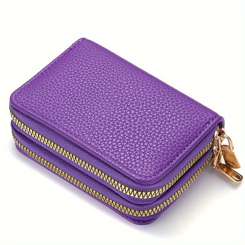 Women's Multifunctional Expanding Double Layer Zipper Large Card Holder