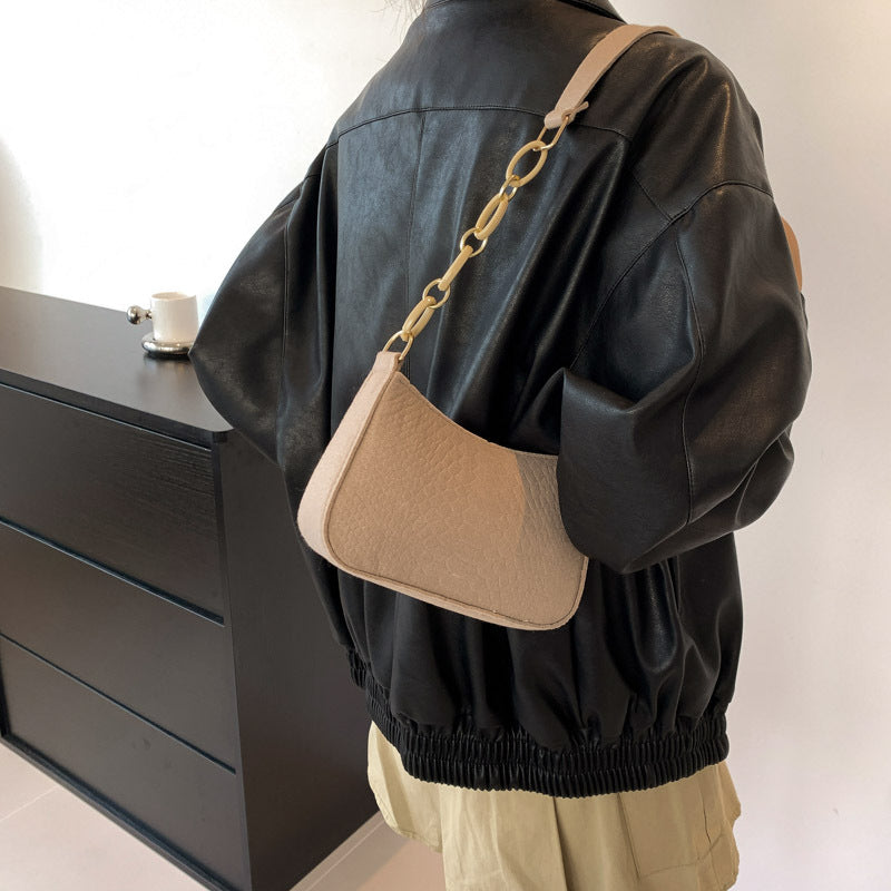 Women's Style Design Underarm Contrast Color Fashion Large Capacity Trendy Shoulder Bags
