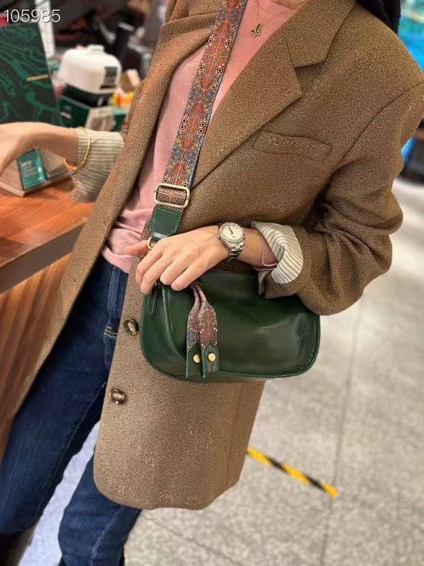 Women's Capacity Soft Full Grain Leather Texture Wide Shoulder Bags