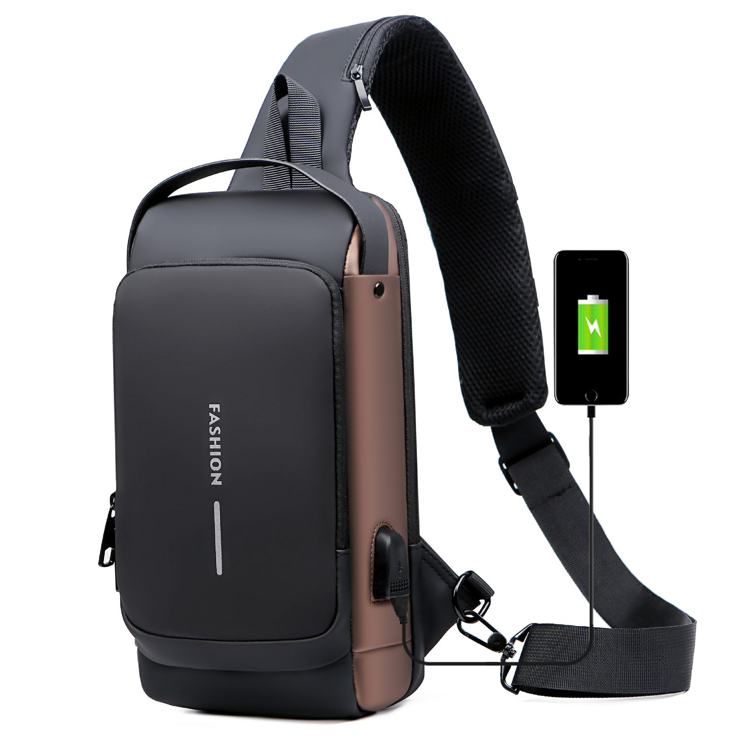 Men's Multifunctional Password Motorcycle Waterproof Charging Port Men's Chest Bags