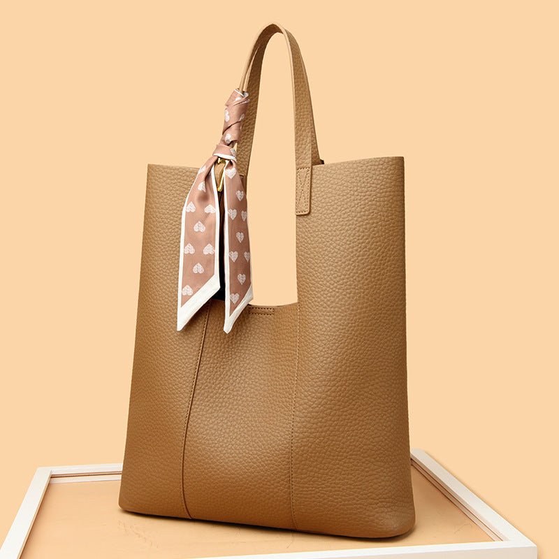 Women's Large Capacity Lychee Pattern Commuter Portable Shoulder Bags