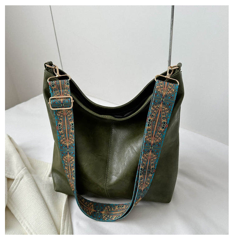 Women's Capacity Retro Broadband Advanced Texture Commuter Crossbody Bags