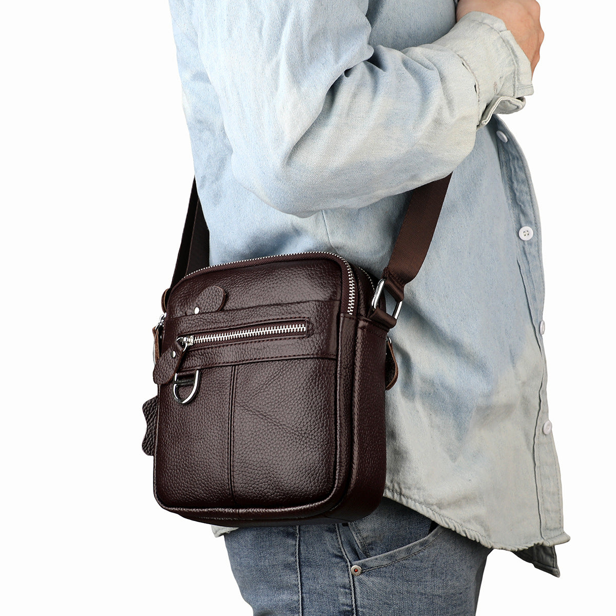 Men's Creative Trendy First Layer Cowhide Men's Chest Bags