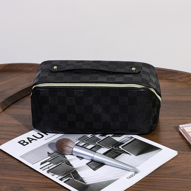Capacity Chessboard Grid Toiletry Storage Good-looking Bags
