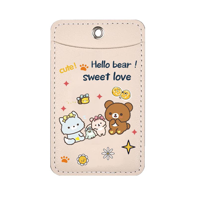 Bear Cartoon Soft Leather Dual Position Door Access Card Holder