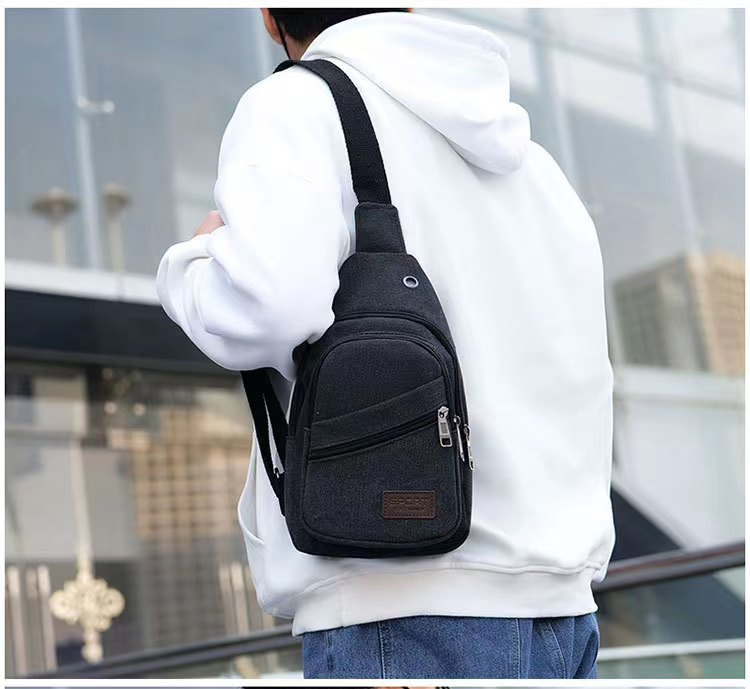 Men's Canvas Diagonal Large Capacity Fashion Korean Men's Chest Bags