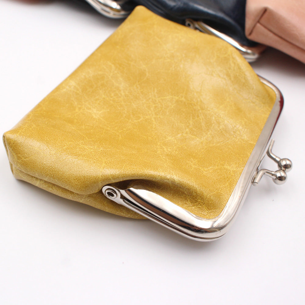 Women's Wax Leather Inch Short Clutch Bags