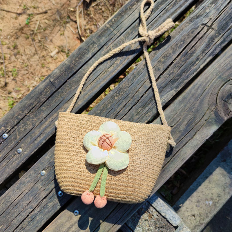 Children's Summer Weaving Straw Cute Mobile Western Phone Bags