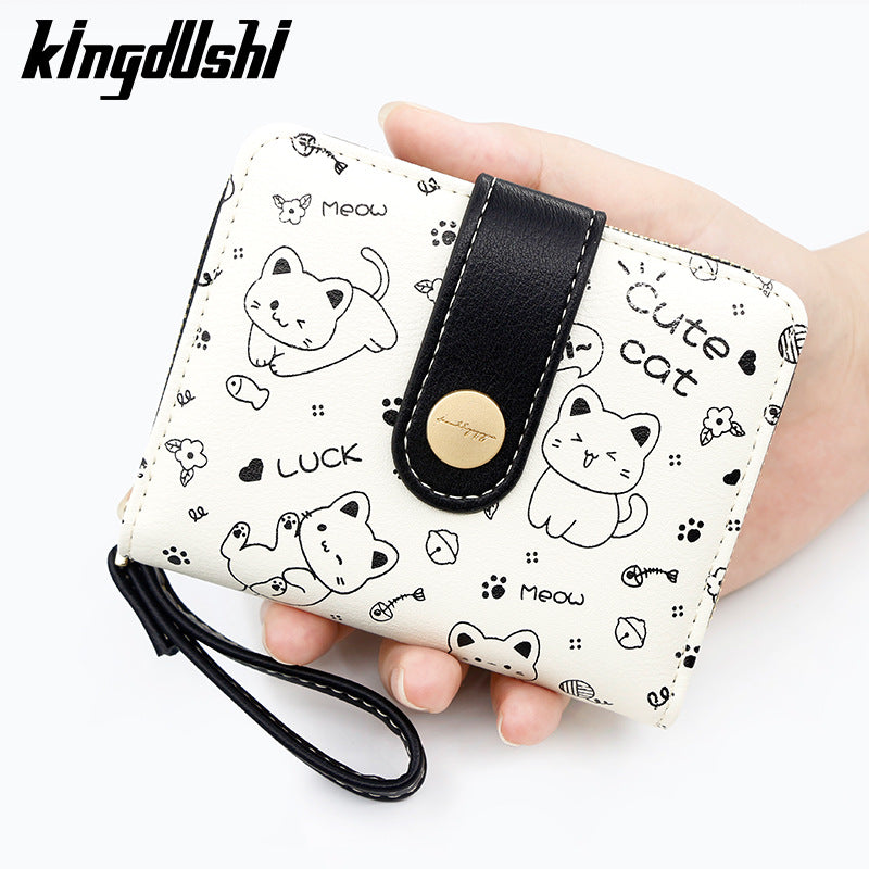 Women's Short Simple Cute Kitten Clutch Ladies Wallet