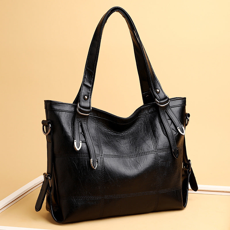 Women's Soft Leather Textured Large Capacity Fashion Shoulder Bags