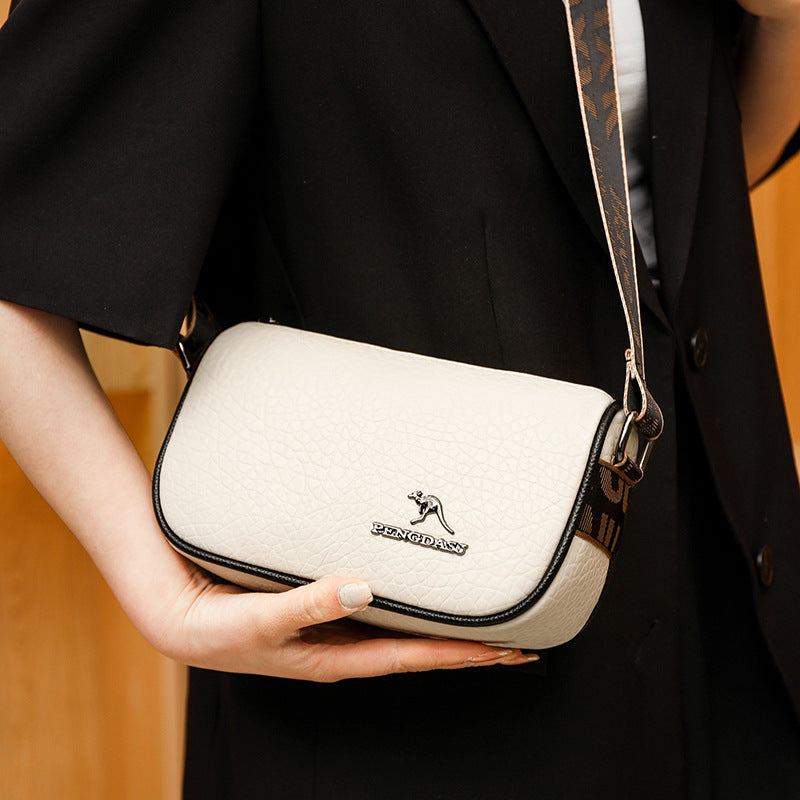 Women's Niche Lychee Pattern Simple Fashion Saddle Shoulder Bags