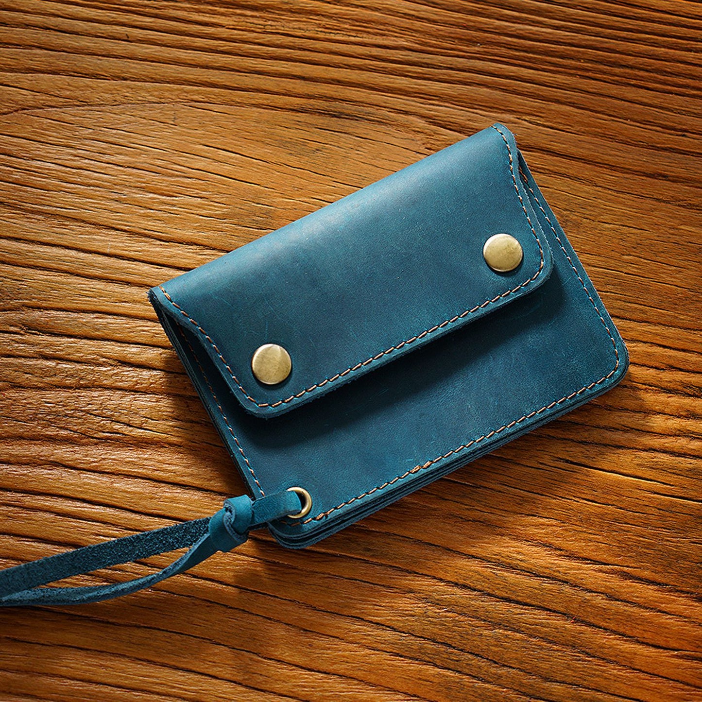 Simple Handmade Genuine Leather Short Vintage Crazy Card Holder