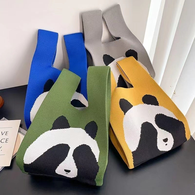 Women's Boat Festival Panda Knitted Wrist Handbags
