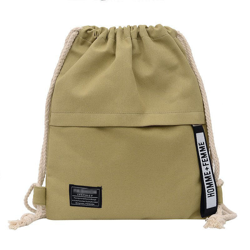 Women's Fashion Drawstring Canvas Simple Cloth Printed Backpacks