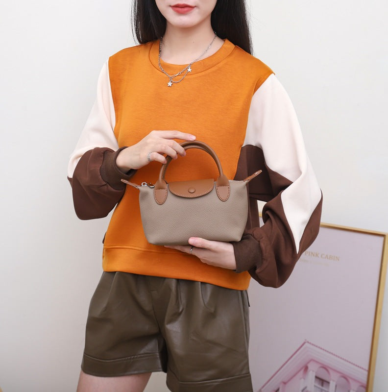 Women's First Layer Cowhide Leather Fashion Genuine Dumpling Crossbody Bags