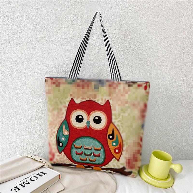 Women's Portable Canvas Artistic Embroidered Retro Shoulder Bags