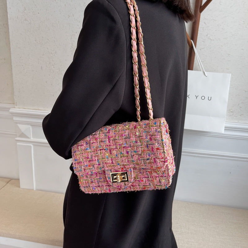 Women's Classic Style Woolen Fashion Korean Chain Crossbody Bags