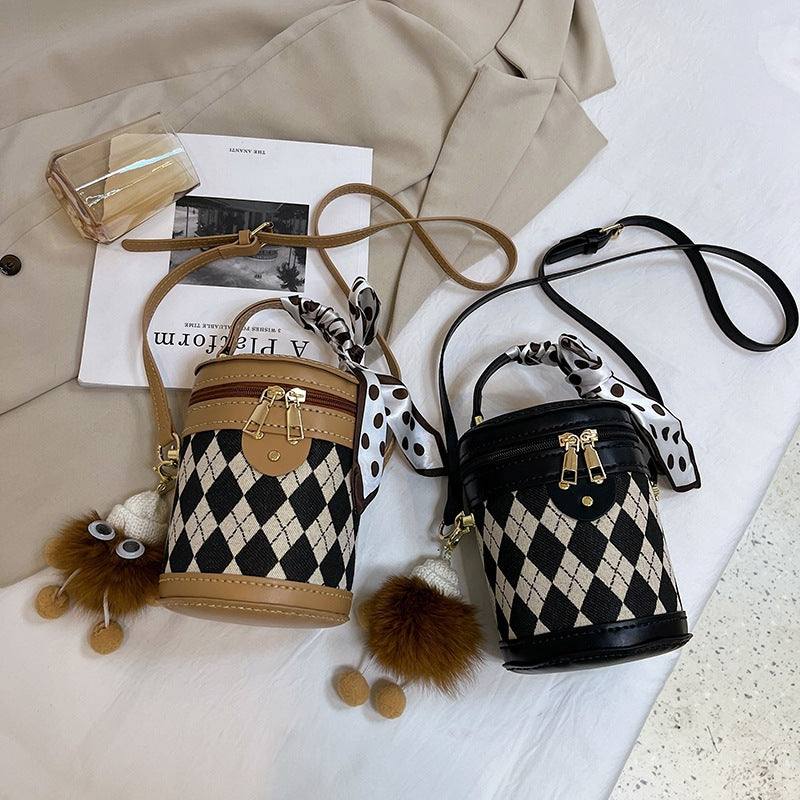 Women's Autumn Textured Cylinder Western Style Portable Crossbody Bags