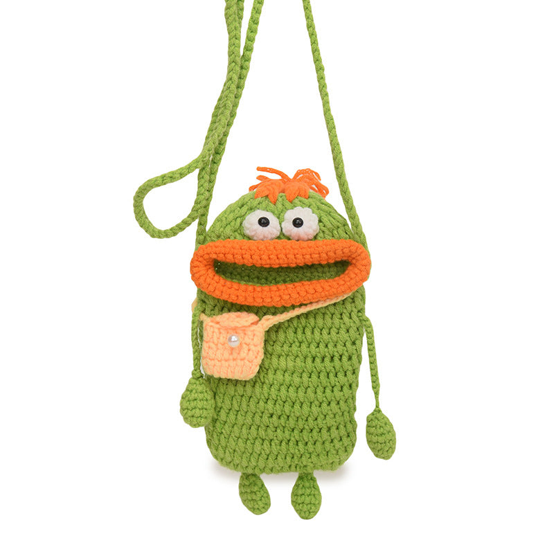 Women's Finished Sausage Mouth Mobile Wool Knitted Shoulder Bags