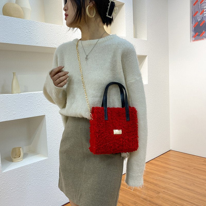 Winter Wool Material Kit Coral Veet Crossbody Bags