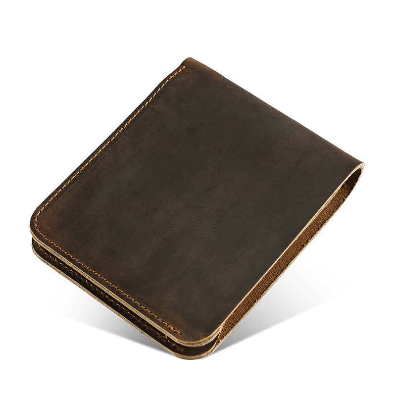 Men's Retro Crazy Horse Horizontal Distressed Money Men's Wallets