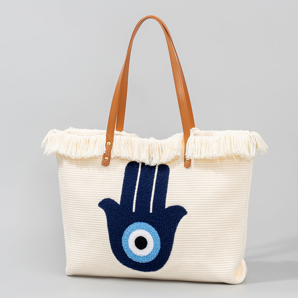 Women's Towel Embroidery Canvas Bohemian Ethnic Style Tote Bags
