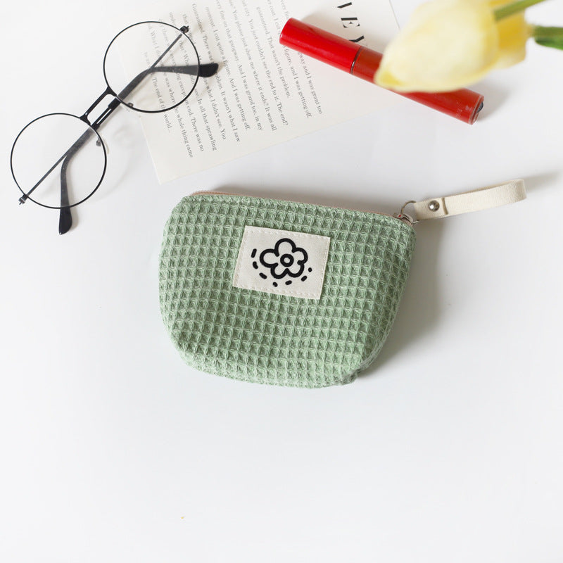 Cute Simple Waffle Storage Portable Wrist Cosmetic Bags