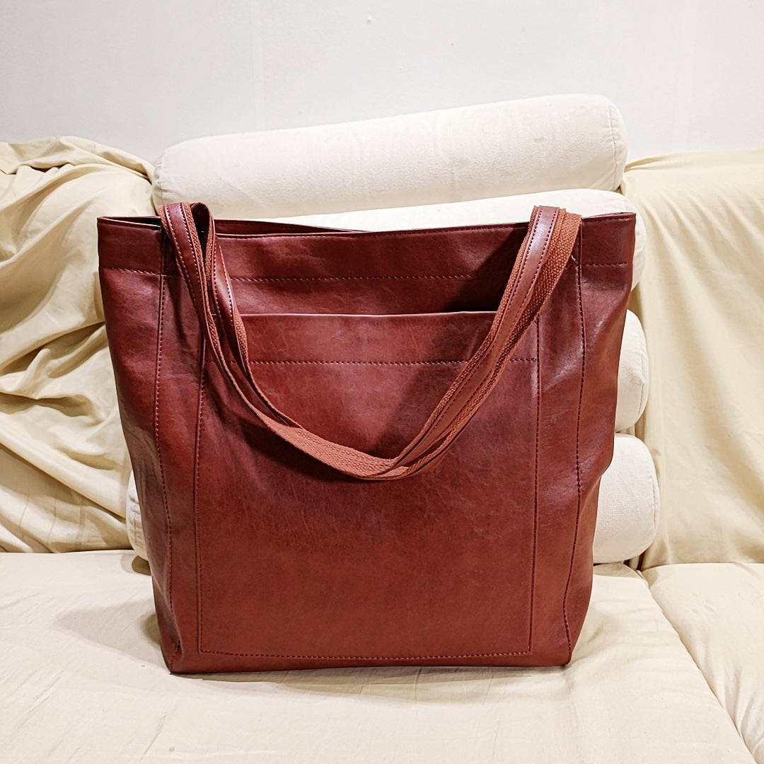 Women's Pocket One Retro Oil Waxed Large Capacity Bags