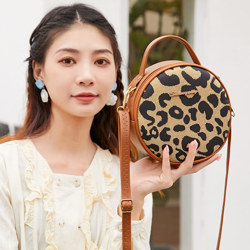 Women's Fashion Vintage Leopard Print Round Popular Crossbody Bags