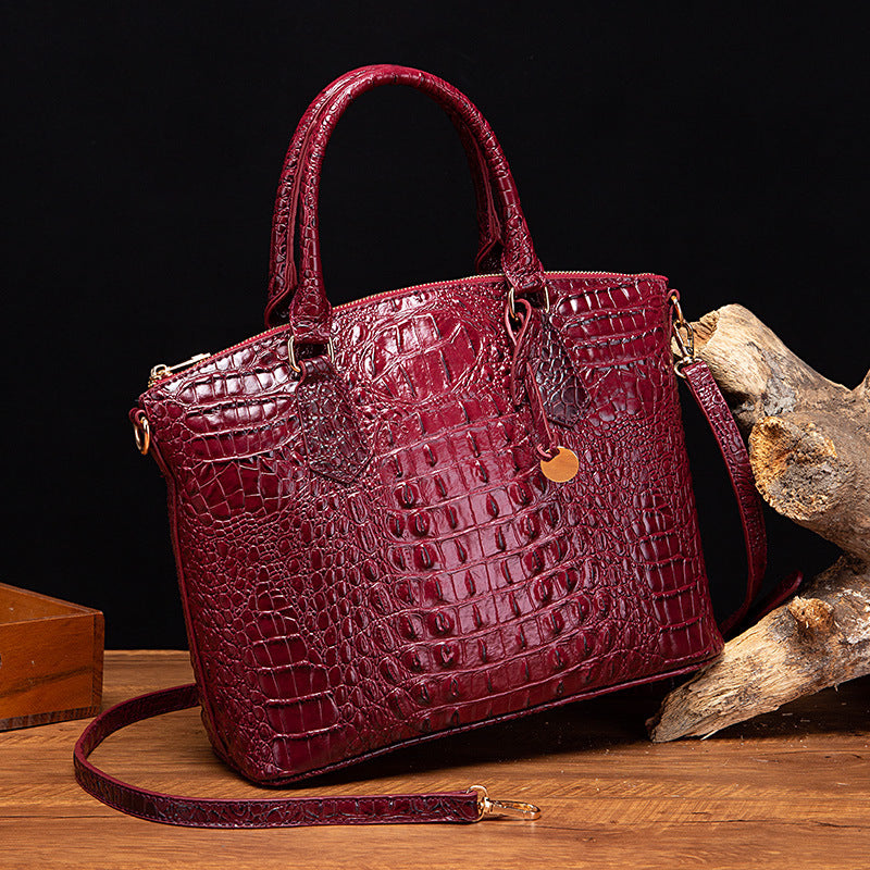 Women's Portable Retro Crocodile Pattern Brahmin Crossbody Bags