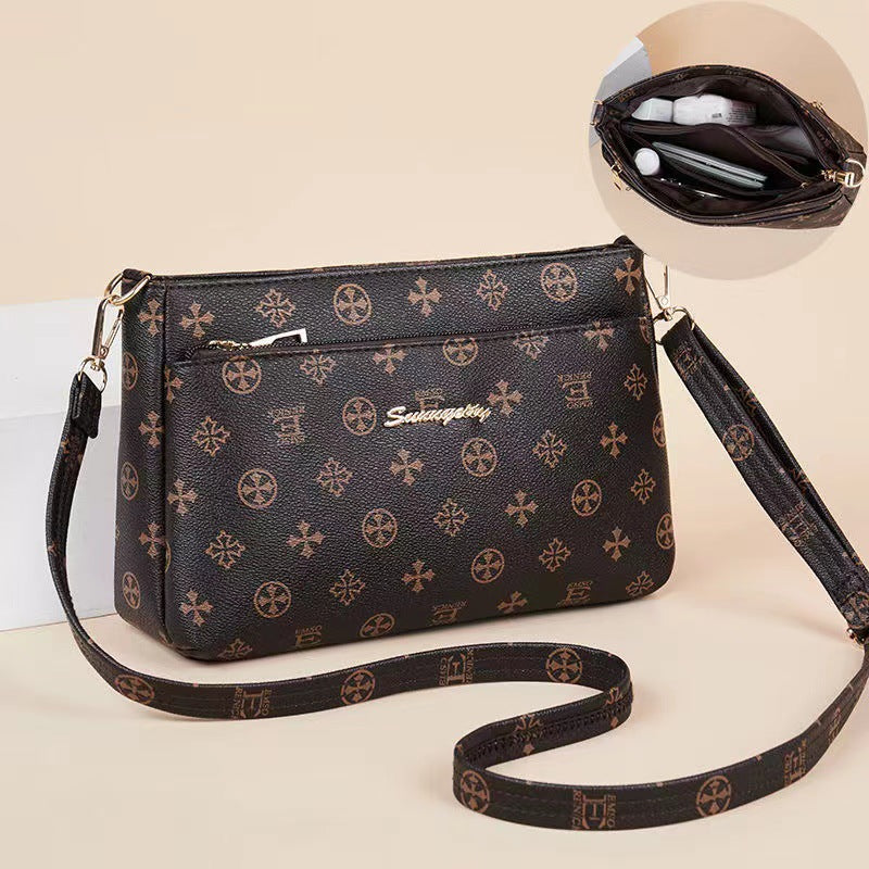Women's Leather Wide Bottom Large Capacity Mother's Crossbody Bags