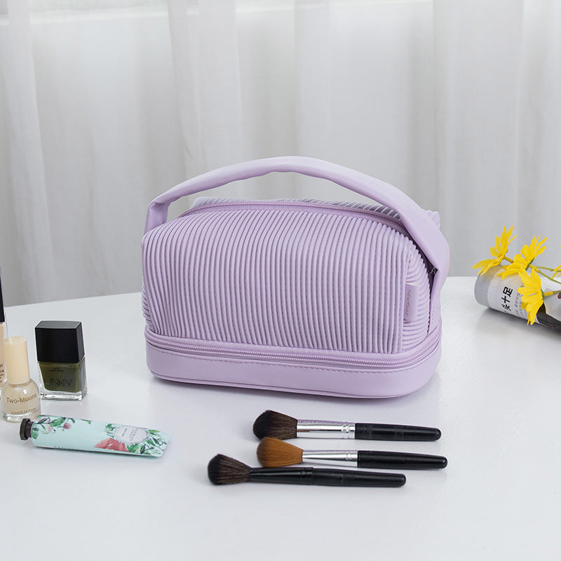 Women's Cream Toast Large Capacity Portable Storage Cosmetic Bags