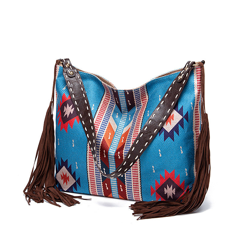 Women's Vintage Hand-woven Cotton And Linen Large Crossbody Bags