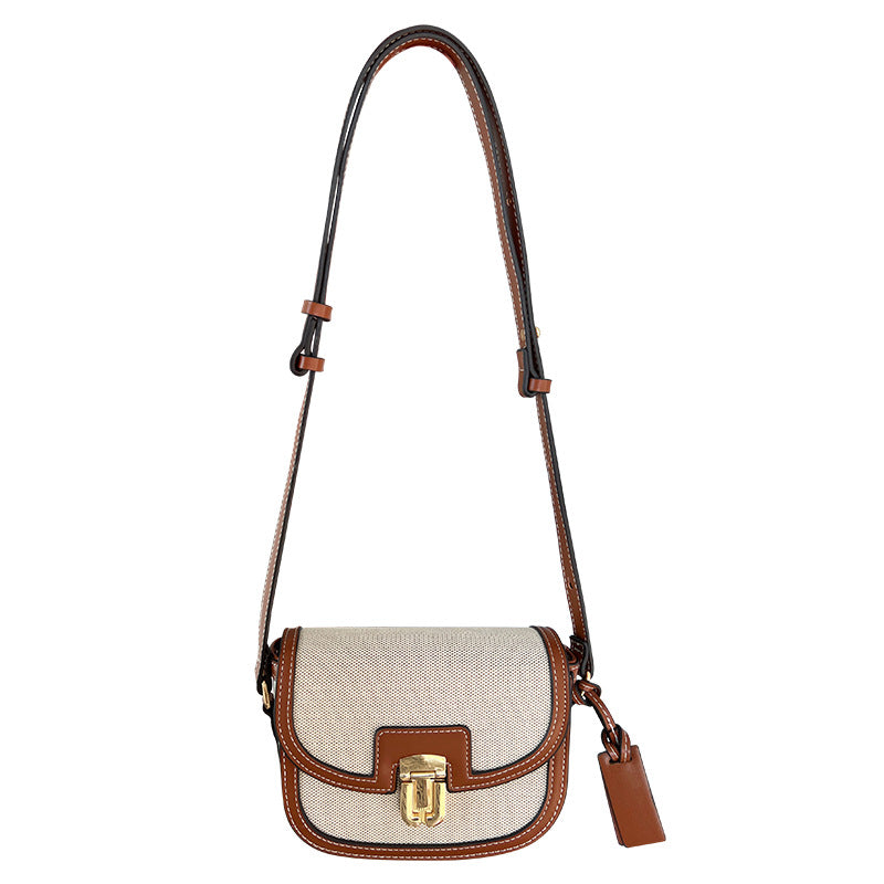Women's Contrast Color One Saddle Retro Easy Matching Crossbody Bags