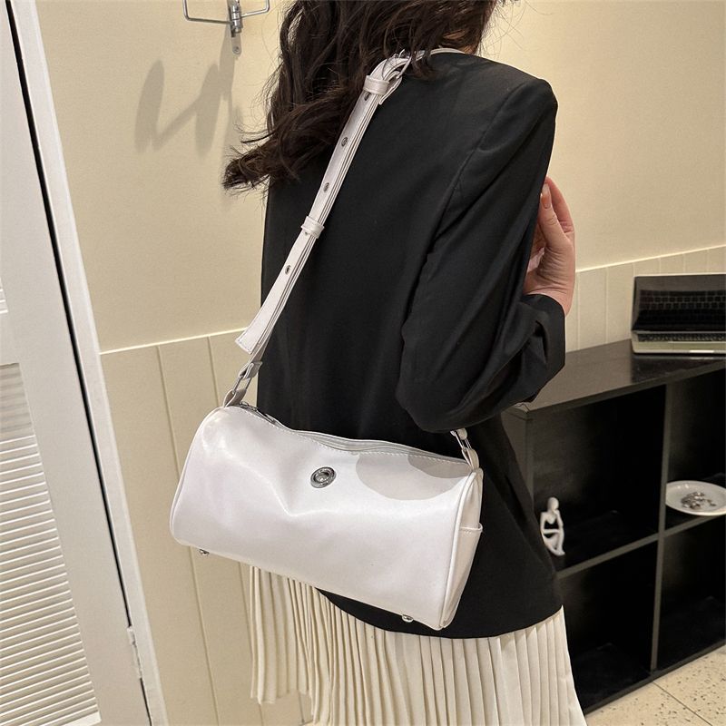 Wide Strap Round Green Barrel Female Crossbody Bags