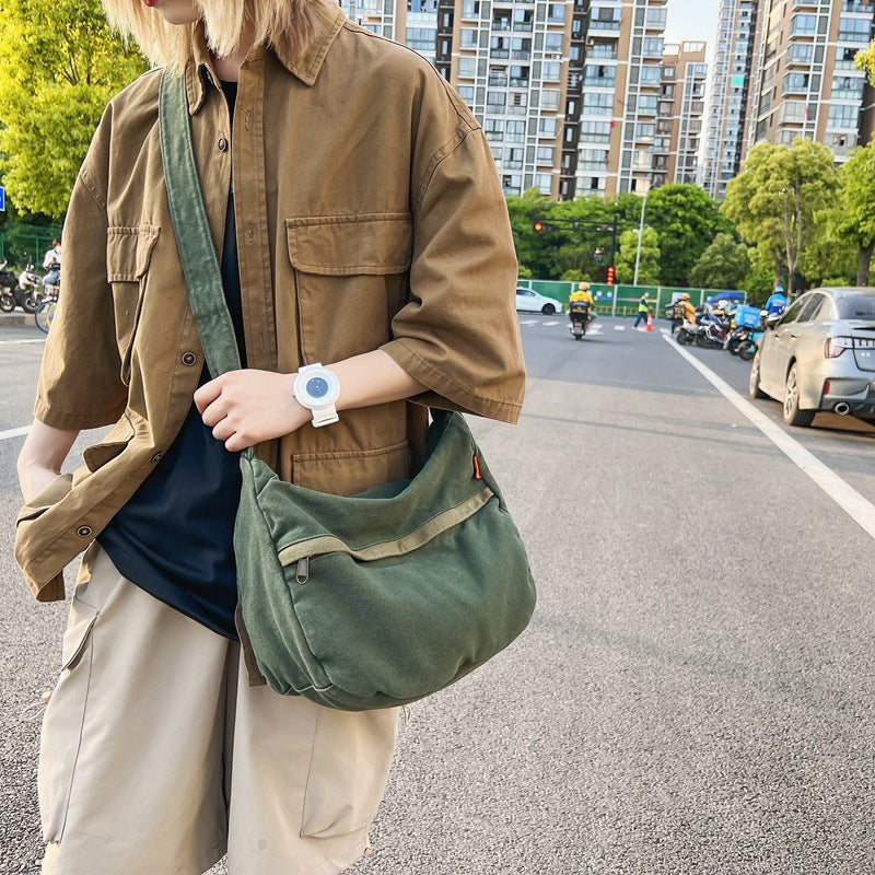 Women's & Men's Washed Canvas Fashion Trendy Large Capacity Literary Crossbody Bags