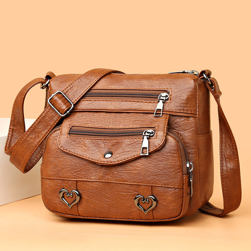 Women's People's Soft Leather Versatile Mom Shoulder Bags