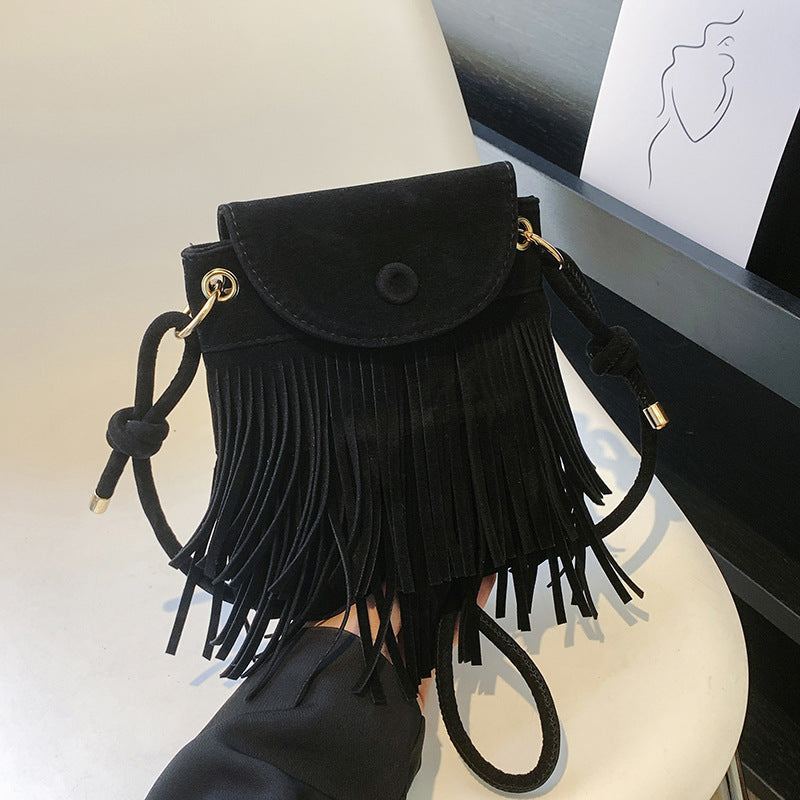Women's Suede Trendy Tassel Retro Style Large Shoulder Bags