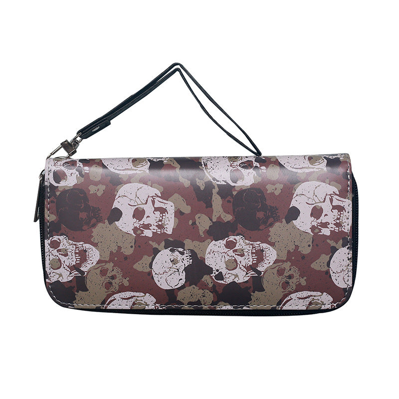 Women's & Men's Retro Skull Personalized Long Large Capacity Men's Wallet
